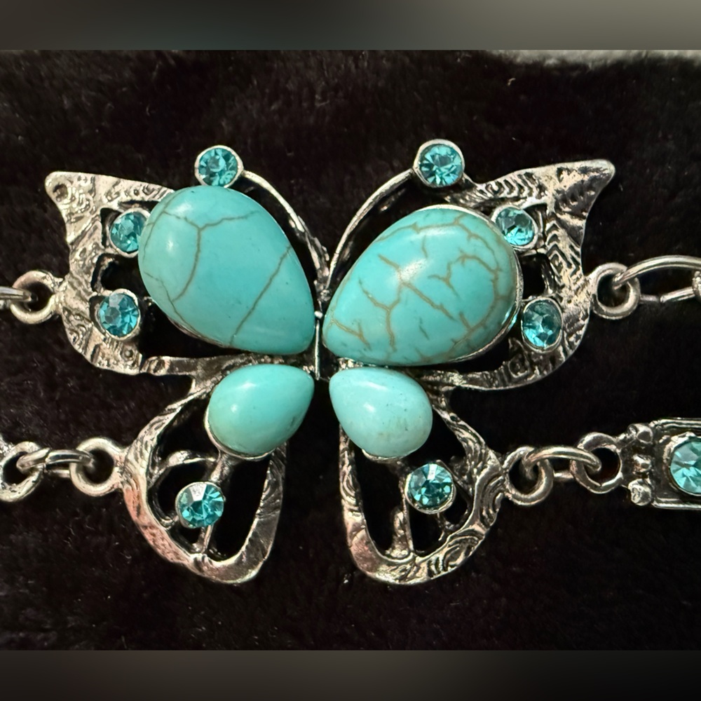 Turquoise & silver Butterfly Bracelet costume - Picture 7 of 7